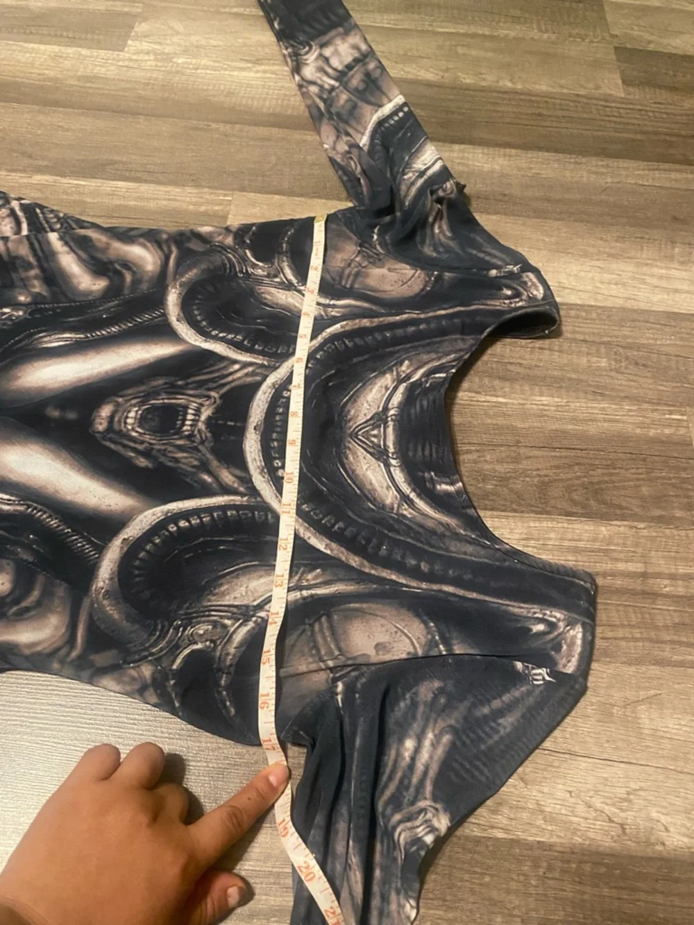 Sculpted Black Printed Midi Dress with Waist Accent - Picture 9 of 9